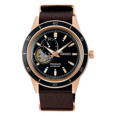 Pre-owned Seiko Presage Style 60's Ssa426j1 Automatic Open Heart Black Dial Watch Warranty