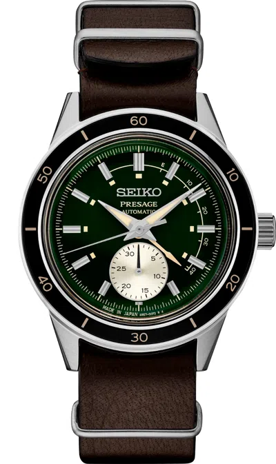 Pre-owned Seiko Presage Style '60s Collection Ssa451 Automatic 41mm Watch - Green Dial