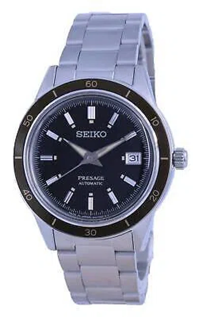 Pre-owned Seiko Presage Style 60s Stainless Steel Black Dial Automatic Srpg07j1 Mens Watch