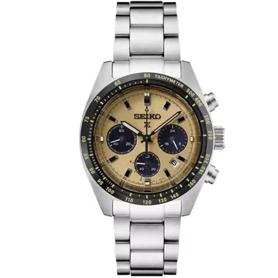 Pre-owned Seiko Prospex 39mm Yellow Dial Stainless Steel Men's Watch Ssc817
