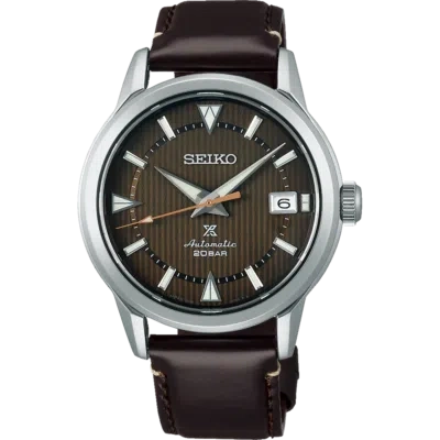 Pre-owned Seiko Prospex Alpinist Forest Brown Dial Men's Leather Strap Watch Spb251