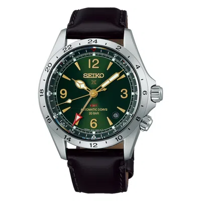 Pre-owned Seiko Prospex Alpinist Sbej005 Mechanical Gmt Leather Band Men 20atm Watch