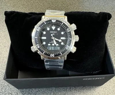Pre-owned Seiko Prospex Analog Digital Snj033 46.9mm Stainless Steel Solar Diver's Watch
