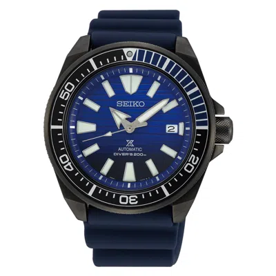 Pre-owned Seiko Prospex Automatic Diver 43.8 Mm Blue Dial Silicone Strap Watch Srpd09