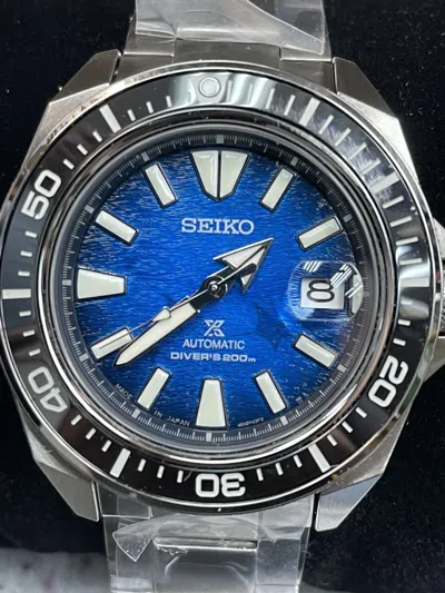 Pre-owned Seiko Prospex Blue Men's Watch - Srpe33 Samural Manta Ray Blue Dial
