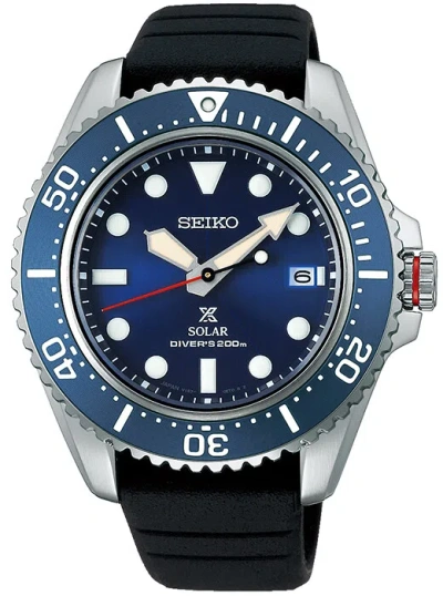 Pre-owned Seiko Prospex Diver Scuba Solar Sbdj055 Men's Watch Blue Silicon Band 2022