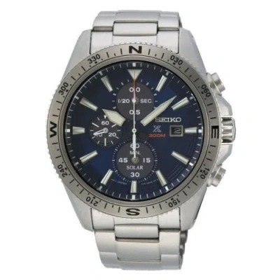 Pre-owned Seiko Prospex Land Ssc703p1 Chronograph Solar Men Watch Diver 200m Blue Dial