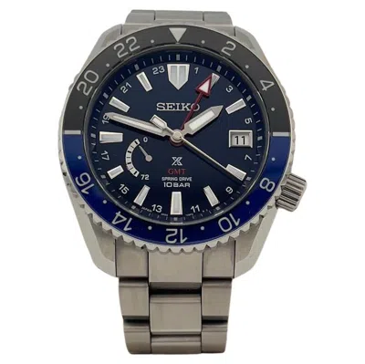 Pre-owned Seiko Prospex Lx Line Spring Drive Snr049 44.8mm Blue Black Titanium Box Papers