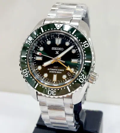 Pre-owned Seiko Prospex ‘marine Green' Gmt Automatic Men's Watch Spb381j1