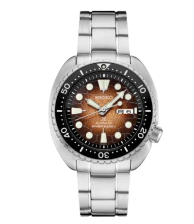 Pre-owned Seiko Prospex Ocean Conservation Turtle Diver Automatic Brown Dial Watch Srph55