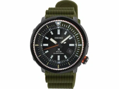 Pre-owned Seiko Prospex Olive Tuna Solar 200m Divers Sne547p1 Mens Watch Us4