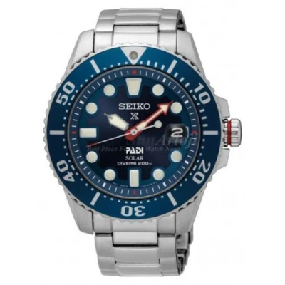 Pre-owned Seiko Prospex Padi Sne435p1 Solar Divers 200m Blue Dial Stainless Steel Watch