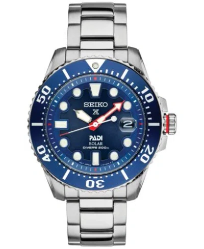 Pre-owned Seiko Prospex Padi Solar Diver's Blue Dial Stainless Steel Men's Watch Sne549