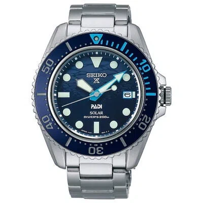 Pre-owned Seiko Prospex Sbdj057 Blue Diver Scuba Padi Special Solar Men's Watch In Box