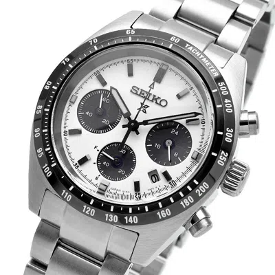Pre-owned Seiko Prospex Sbdl085 Speedtimer Solar Chronograph Watch White Black Panda