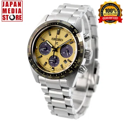 Pre-owned Seiko Prospex Sbdl089 Speedtimer Beige Dial Solar Chronograph Men Watch Japan