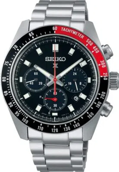 Pre-owned Seiko Prospex Sbdl099 Speedtimer Black Dial Solar Chronograph Men Watch