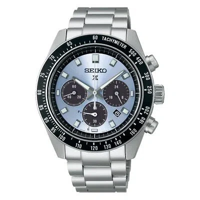 Pre-owned Seiko Prospex Sbdl109 Speedtimer Solar Chronograph Watch Blue Black Panda 41.4mm