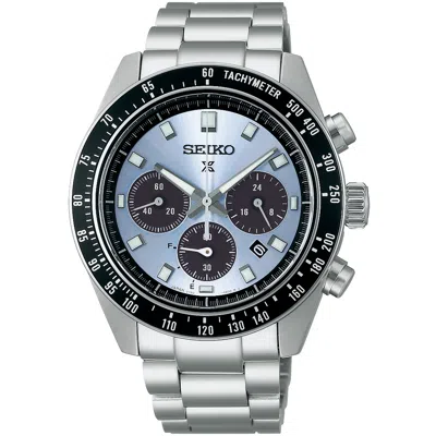 Pre-owned Seiko Prospex Sbdl109 Speedtimer Solar Chronograph Watch Blue Black Panda 41.4mm