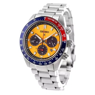 Pre-owned Seiko Prospex Sbdl117 Speedtimer Yellow Dial Solar Chronograph Men Watch