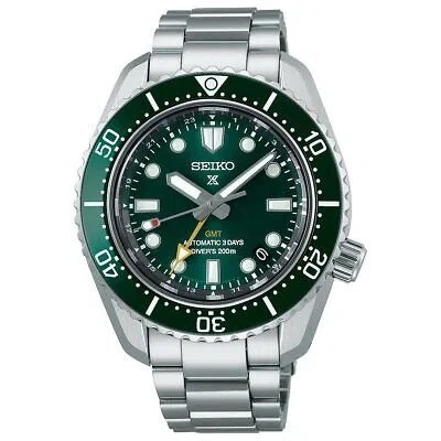 Pre-owned Seiko Prospex Sbej009 Gmt Mechanical Automatic Diver 200m Watch Green Dial 42mm