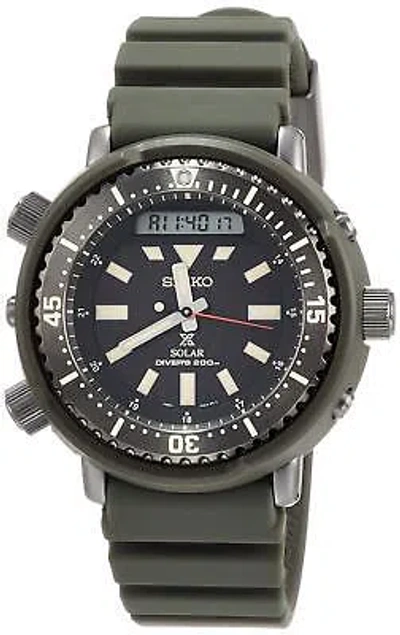 Pre-owned Seiko Prospex Sbeq009 Solar Hybrid Diver Street Watch Black Men's With Box