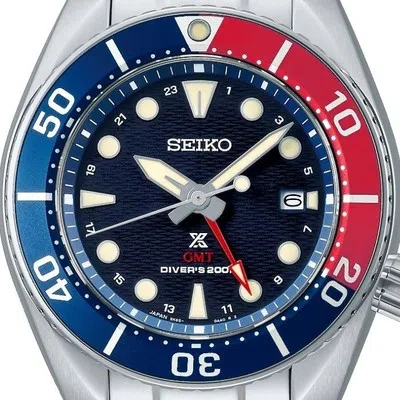Pre-owned Seiko Prospex Sbpk005 Black Pepsi Scuba Diver Solar Men's Watch In Box