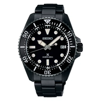 Pre-owned Seiko Prospex Sea 41 Mm Ss Black Ip Solar Watch Sne599p1