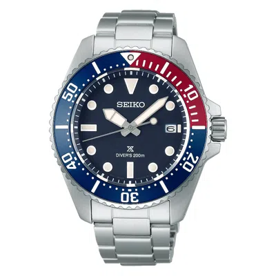 Pre-owned Seiko Prospex Sea 41 Mm Ss Solar Diver Blue Dial Diver's Watch Sne595p1