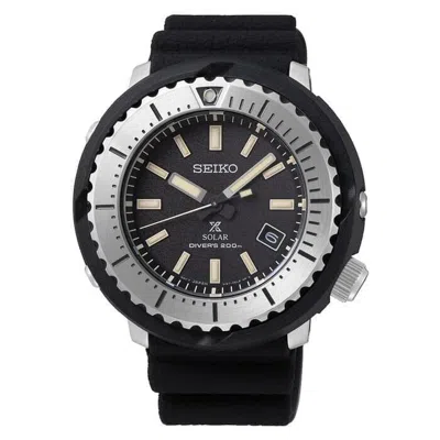 Pre-owned Seiko Prospex Sne541p1 Solar Street Watch V157 Rubber Diver's 200m Tuna Silver