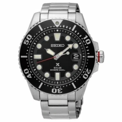 Pre-owned Seiko Prospex Sne551p1 Solar Diver 200m Black Dial Men Watch Sne551