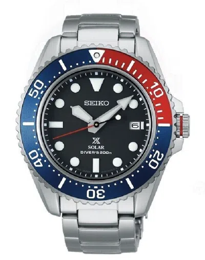 Pre-owned Seiko Prospex Sne591 Solar Pepsi Bezel Diver Watch (fedex 2 Day Ship)