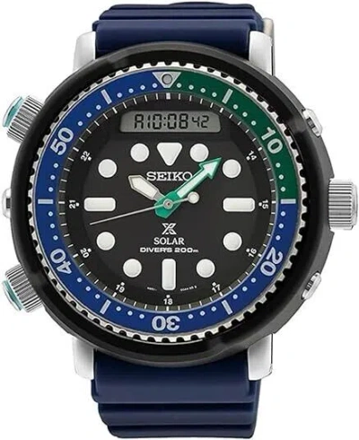 Pre-owned Seiko Prospex Solar Analog-digital Diver Diver's 47.8 Mm Black Dial Men's Watch