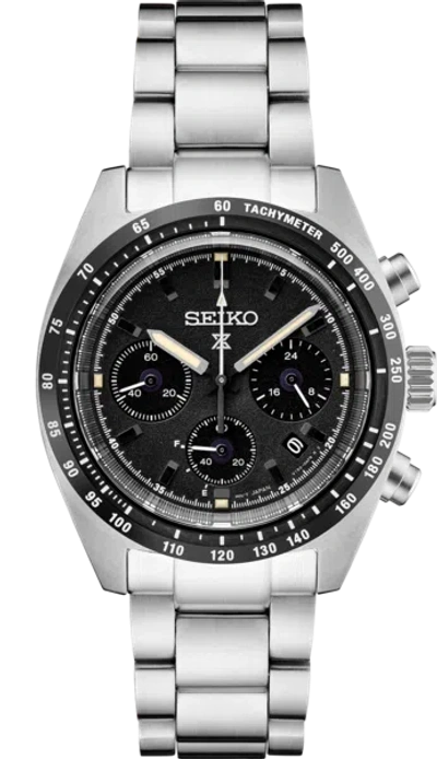 Pre-owned Seiko Prospex Solar Chronograph Black Dial Stainless Steel Men's Watch Ssc819