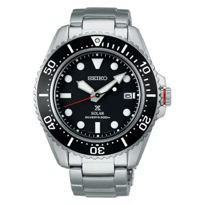 Pre-owned Seiko Prospex Solar Dive 42.8mm Black Dial Stainless Steel Watch Sne589