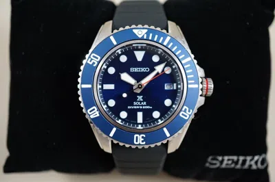 Pre-owned Seiko Prospex Solar Diver's Blue Dial Watch Sne593 (fedex 2 Day) In Black