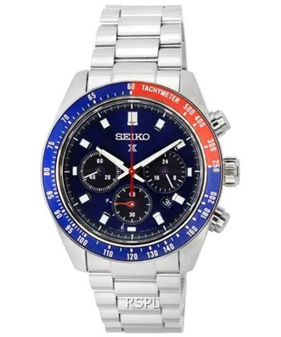Pre-owned Seiko Prospex Speedtimer Go Large Solar Chronograph Blue Dial Ssc913 Ssc913p1 Ss