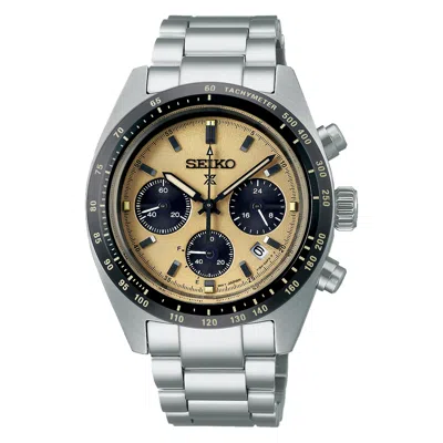 Pre-owned Seiko Prospex Speedtimer Gold Dial Stainless Steel Bracelet Watch Ssc817