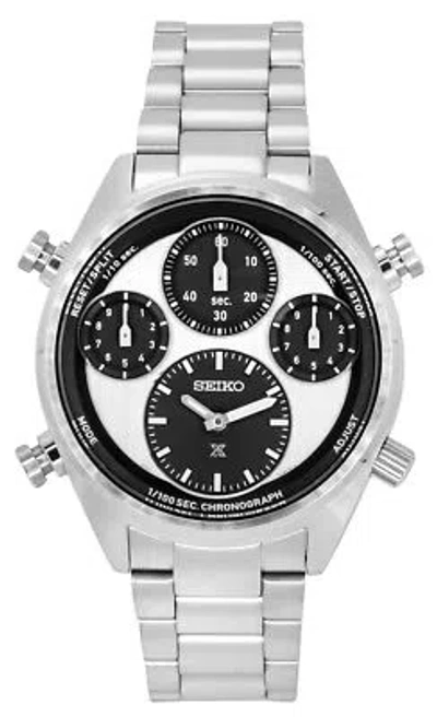 Pre-owned Seiko Prospex Speedtimer Panda Chronograph White Dial Solar Sfj001p1 Mens Watch