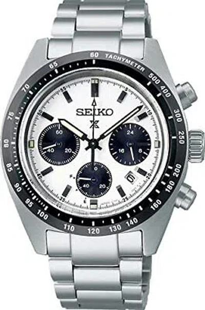 Pre-owned Seiko Prospex Speedtimer Sbdl085 White Solar Chronograph Men's Watch