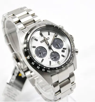 Pre-owned Seiko Prospex Speedtimer Sbdl085 White Solar Chronograph Men In Box