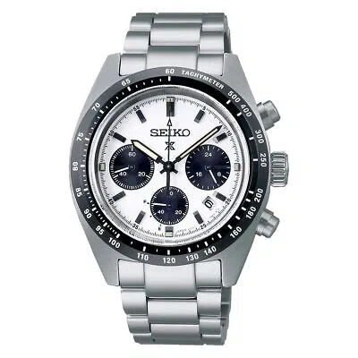 Pre-owned Seiko Prospex Speedtimer Sbdl085 White Solar Chronograph Men's Watch With Box