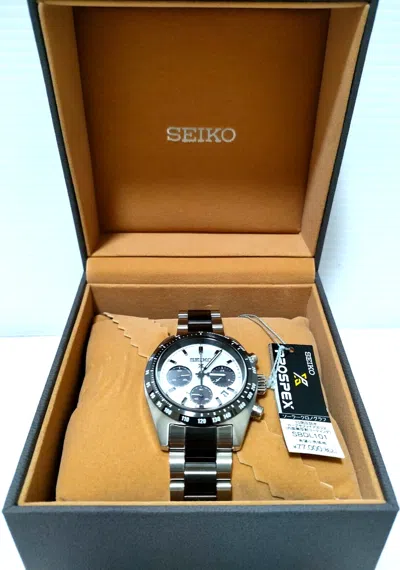 Pre-owned Seiko Prospex Speedtimer Sbdl101 Solar Watch Silver Panda White Stainless Steel