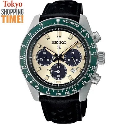 Pre-owned Seiko Prospex Speedtimer Sbdl115 Solar Chronograph Leather Band Men Watch
