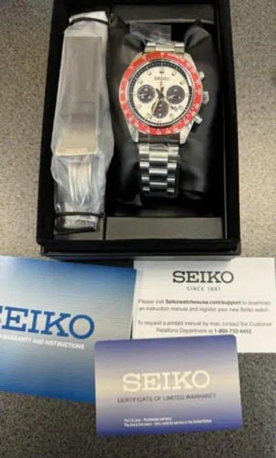 Pre-owned Seiko Prospex Speedtimer Solar Steel Bracelet Silver Dial Watch Ssc945 Limited