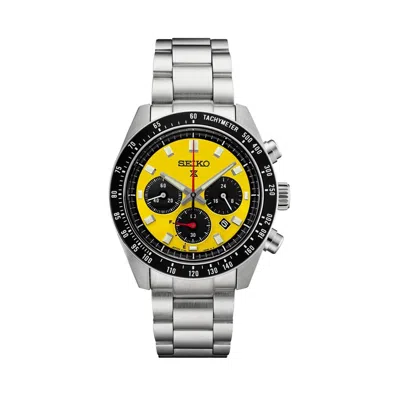 Pre-owned Seiko Prospex Speedtimer Yellow Dial Stainless Steel Bracelet Watch Ssc929