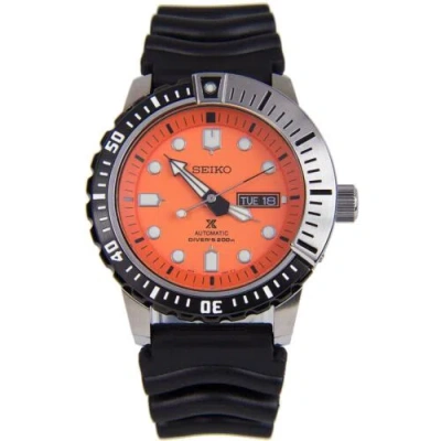 Pre-owned Seiko Prospex Srp589 Automatic Diver's 200m Watch Orange Dial Rubber Srp589k1