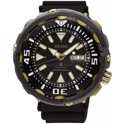 Pre-owned Seiko Prospex Srpa82 Automatic Diver 200m Men Watch Golden Tuna Black Day Date