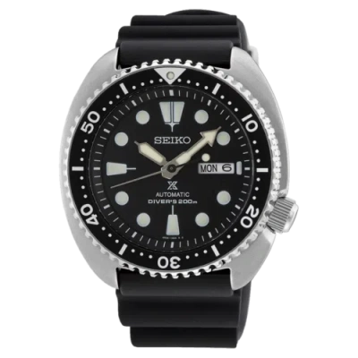 Pre-owned Seiko Prospex Srpe93k1 Black Automatic Turtle 200m Diver Watch