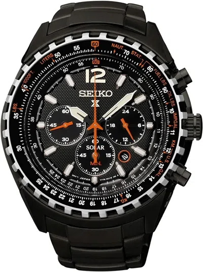 Pre-owned Seiko Prospex Ssc263p1 Pilot Aviation Solar Watch Chrono V175 Steel 100m Sky